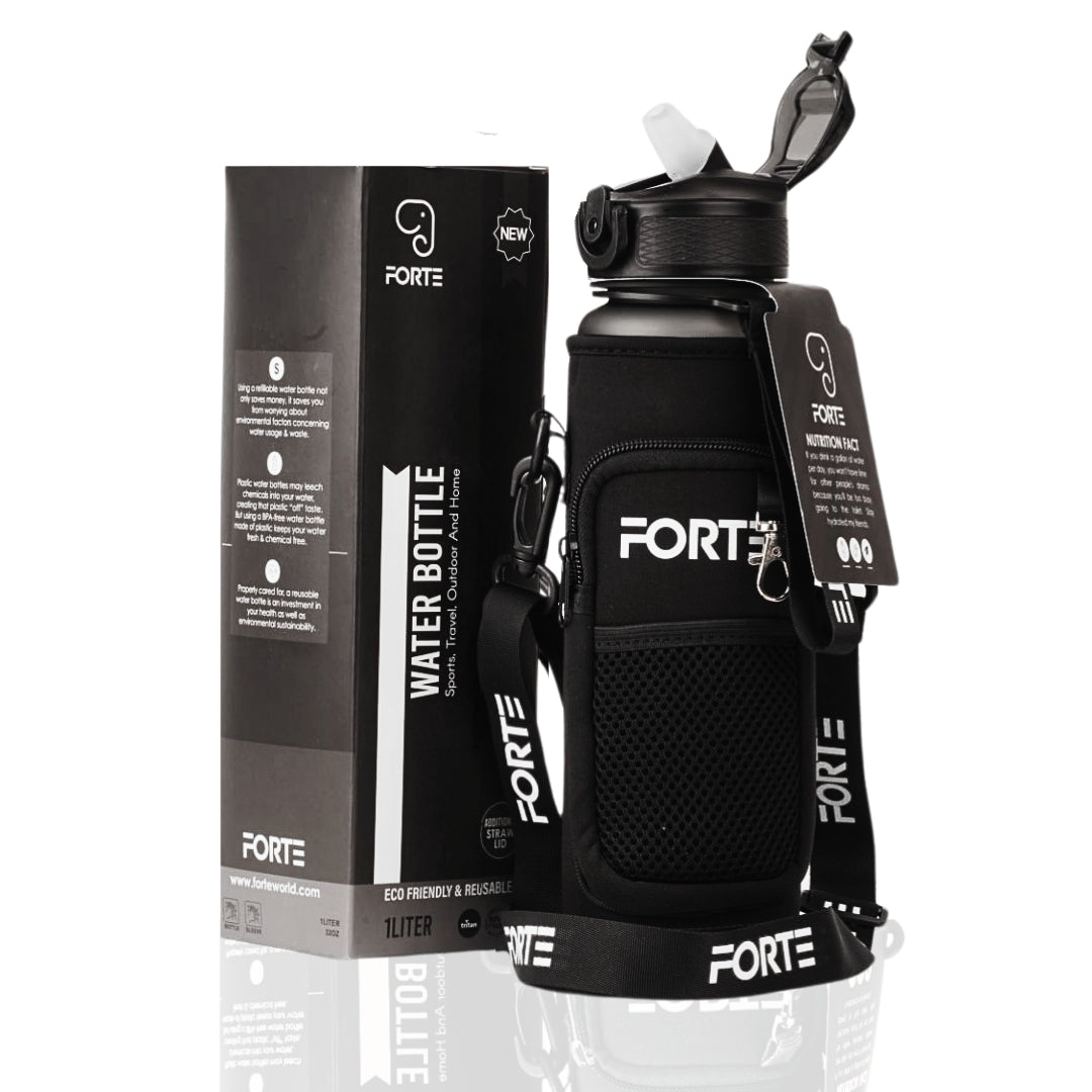 Forte 1L (34oz) BPA-Free Plastic Water Bottle with Sleeve