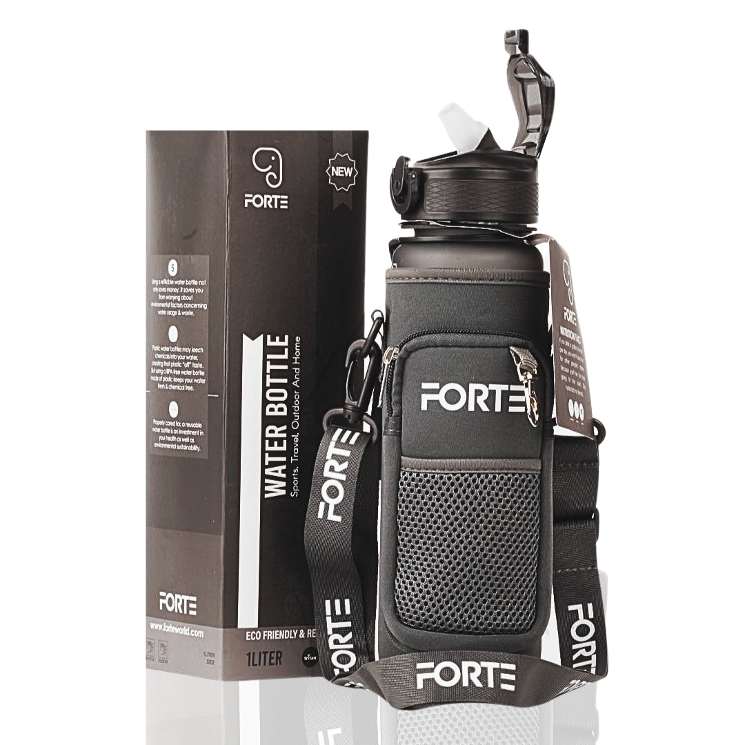 Forte 1L (34oz) BPA-Free Plastic Water Bottle with Sleeve