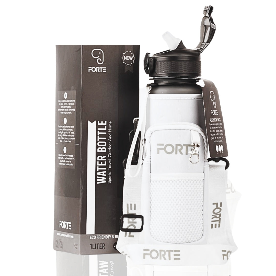 Forte 1L (34oz) BPA-Free Plastic Water Bottle with Sleeve