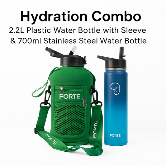 Hydration Combo – Forte 2.2L Plastic + 700ml Stainless Steel Bottle