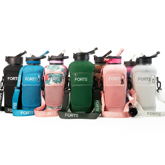 Forte 2.2L (74oz) Large BPA-Free Plastic Water Bottle with Sleeve