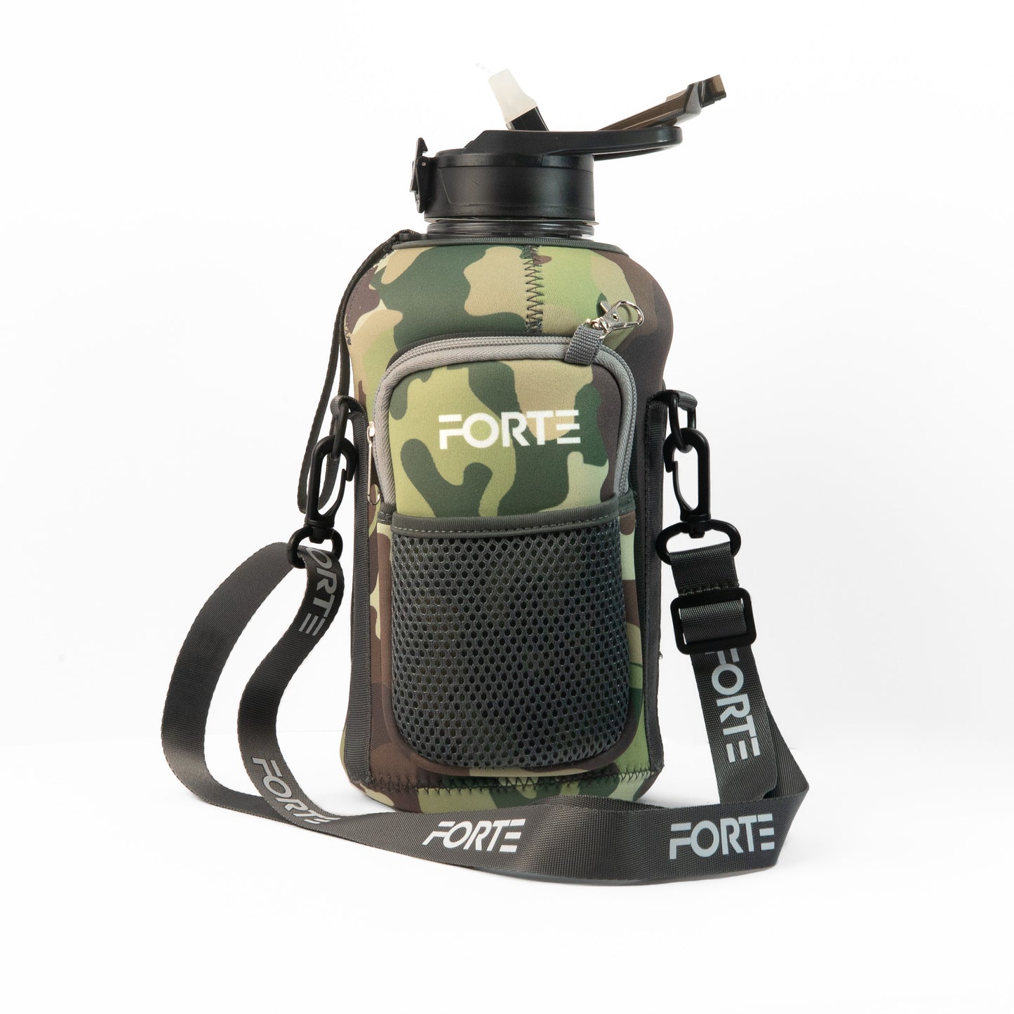 Forte 2.2L (74oz) Large BPA-Free Plastic Water Bottle with Sleeve