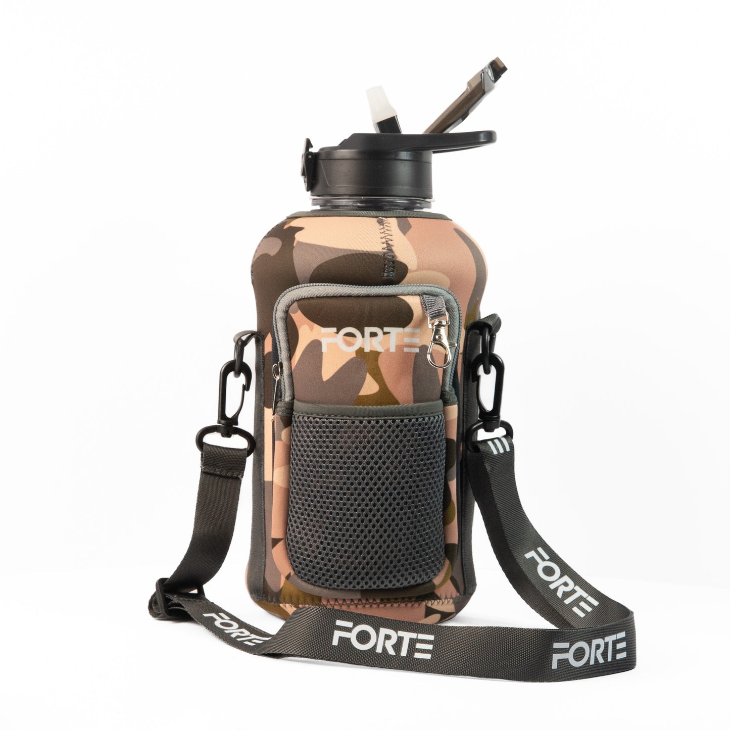Forte 2.2L (74oz) Large BPA-Free Plastic Water Bottle with Sleeve