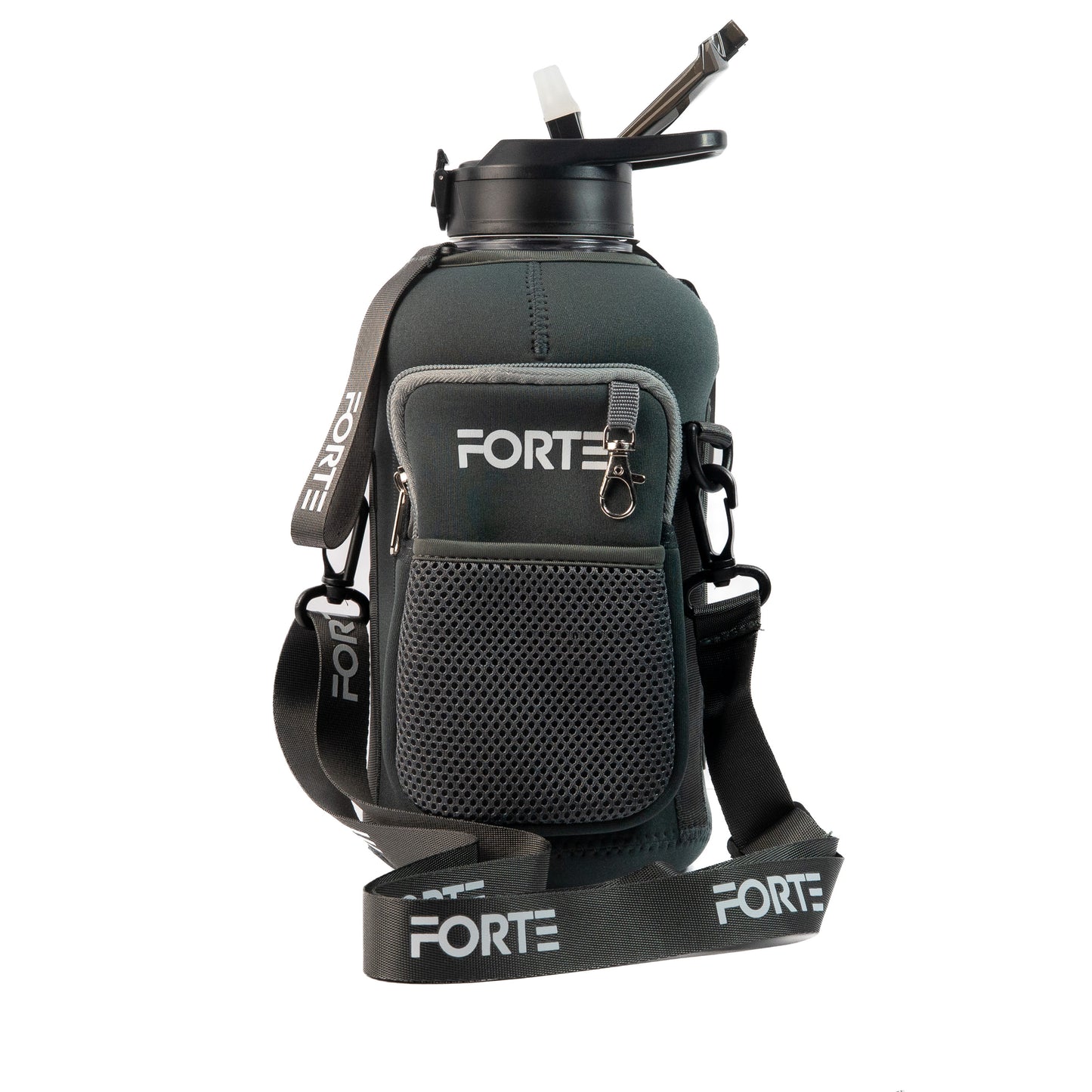 Forte 2.2L (74oz) Large BPA-Free Plastic Water Bottle with Sleeve