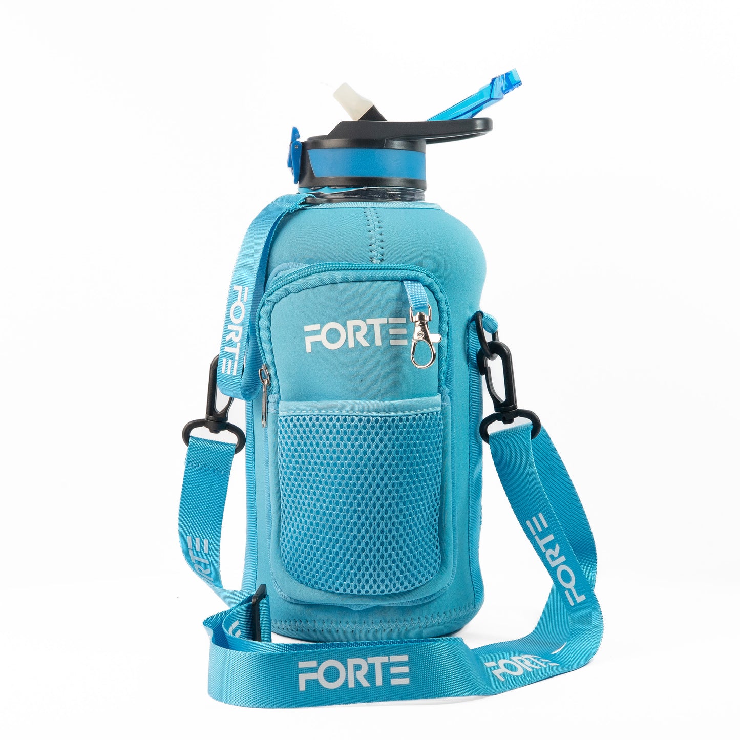Forte 2.2L (74oz) Large BPA-Free Plastic Water Bottle with Sleeve