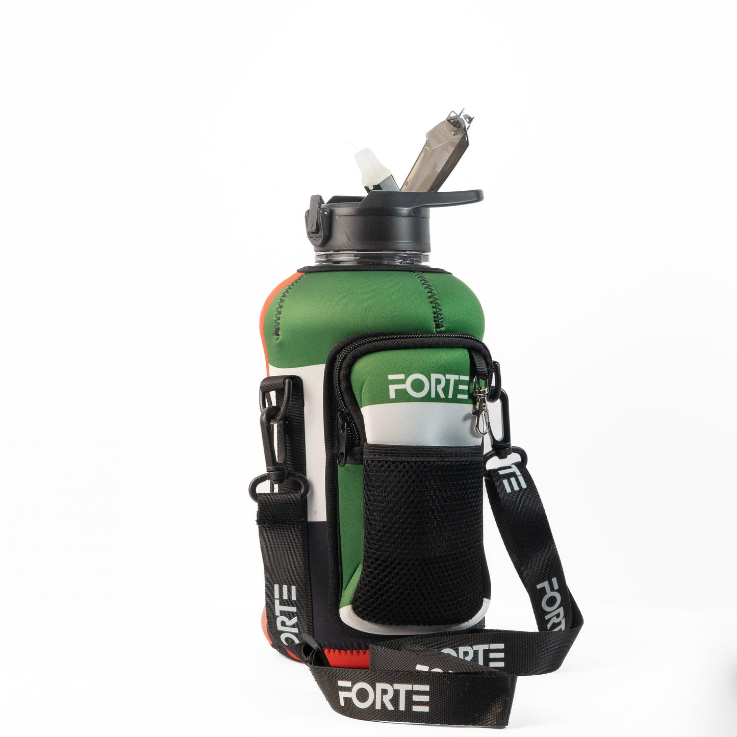 Forte 2.2L (74oz) Large BPA-Free Plastic Water Bottle with Sleeve